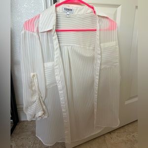 Express sheer white striped portofino shirt.